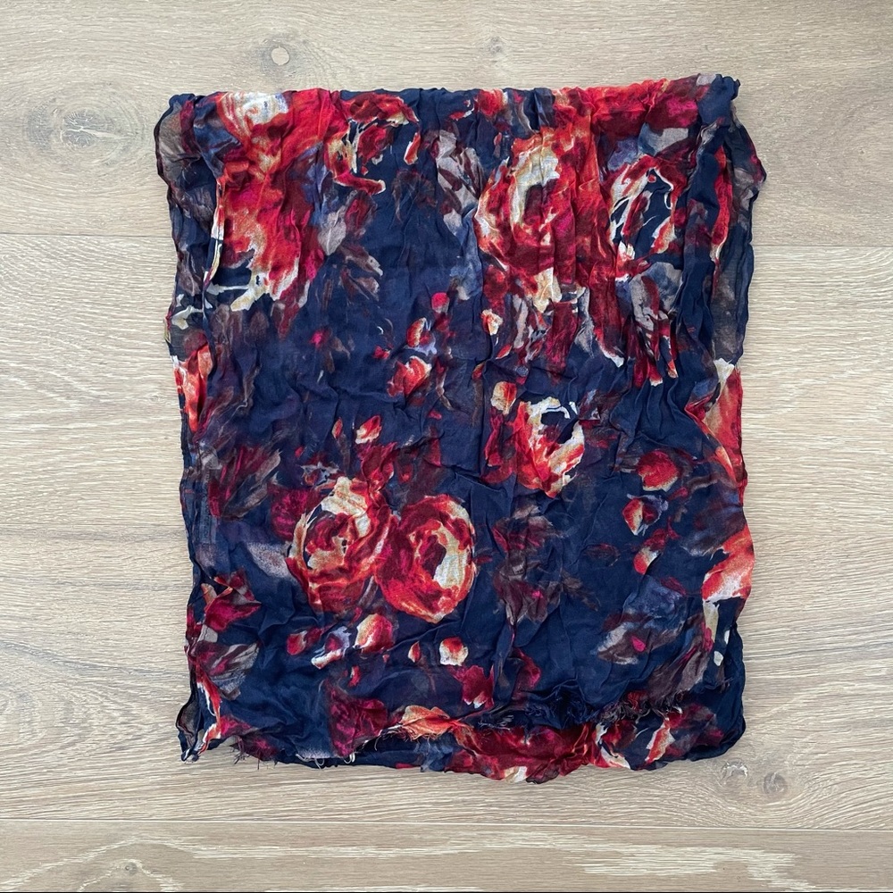Floral Red and Blue Scarf